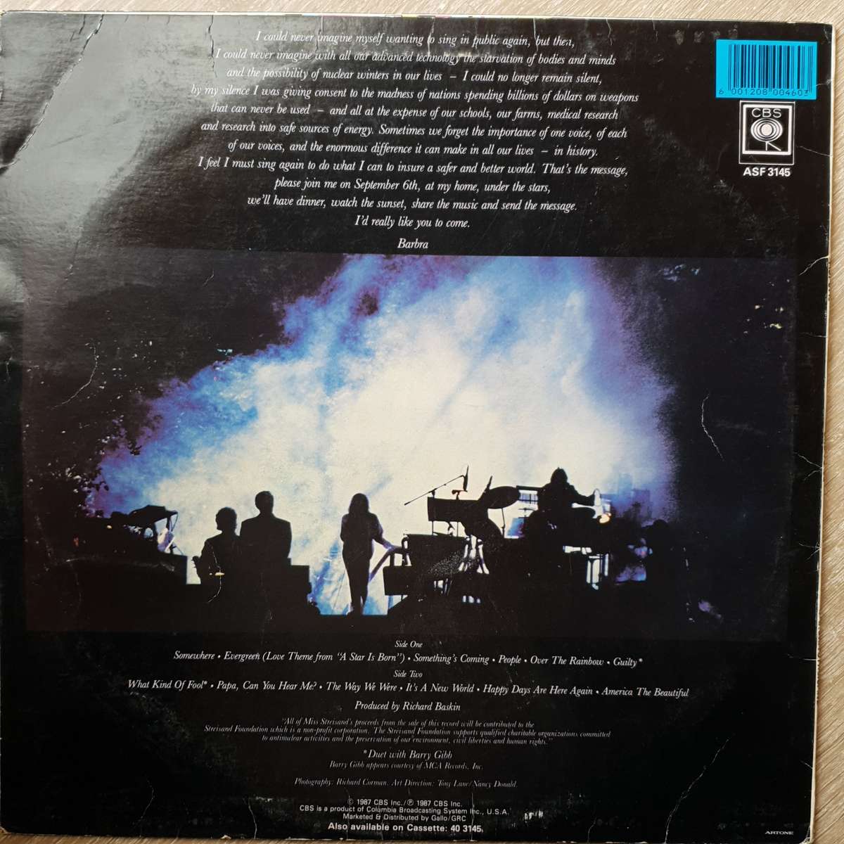 Barbra Streisand  One Voice - Vinyl LP Record - Very-Good Quality (VG)