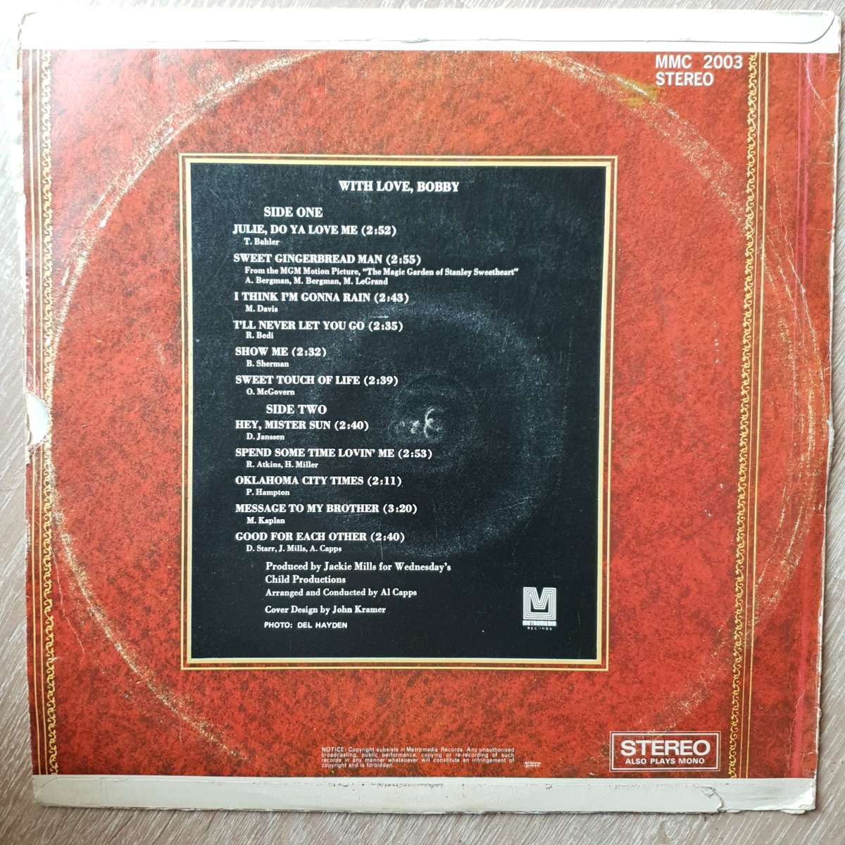 Bobby Sherman  With Love, Bobby - Vinyl LP Record - Opened  - Very-Good- Quality (VG-)