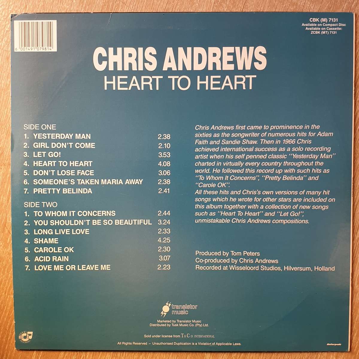 Chris Andrews - Heart to Heart - All the Hits and More - Vinyl LP Record - Opened  - Very-Good- Q...