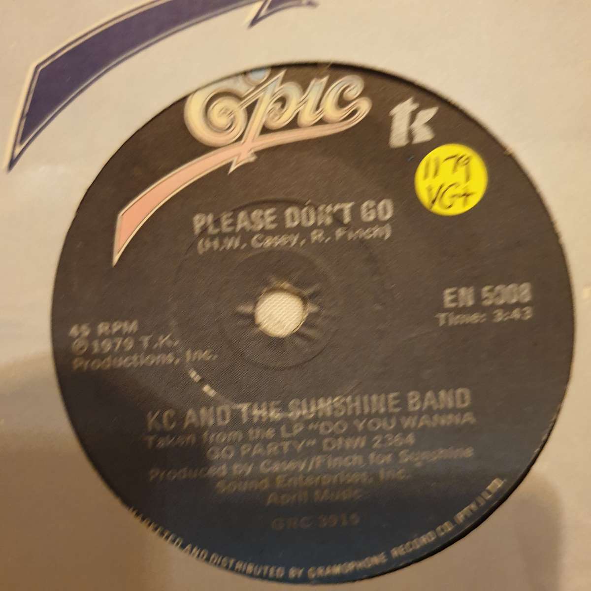 KC And The Sunshine Band  Please Don't Go - Vinyl 7" Record - Very-Good+ Quality (VG+)