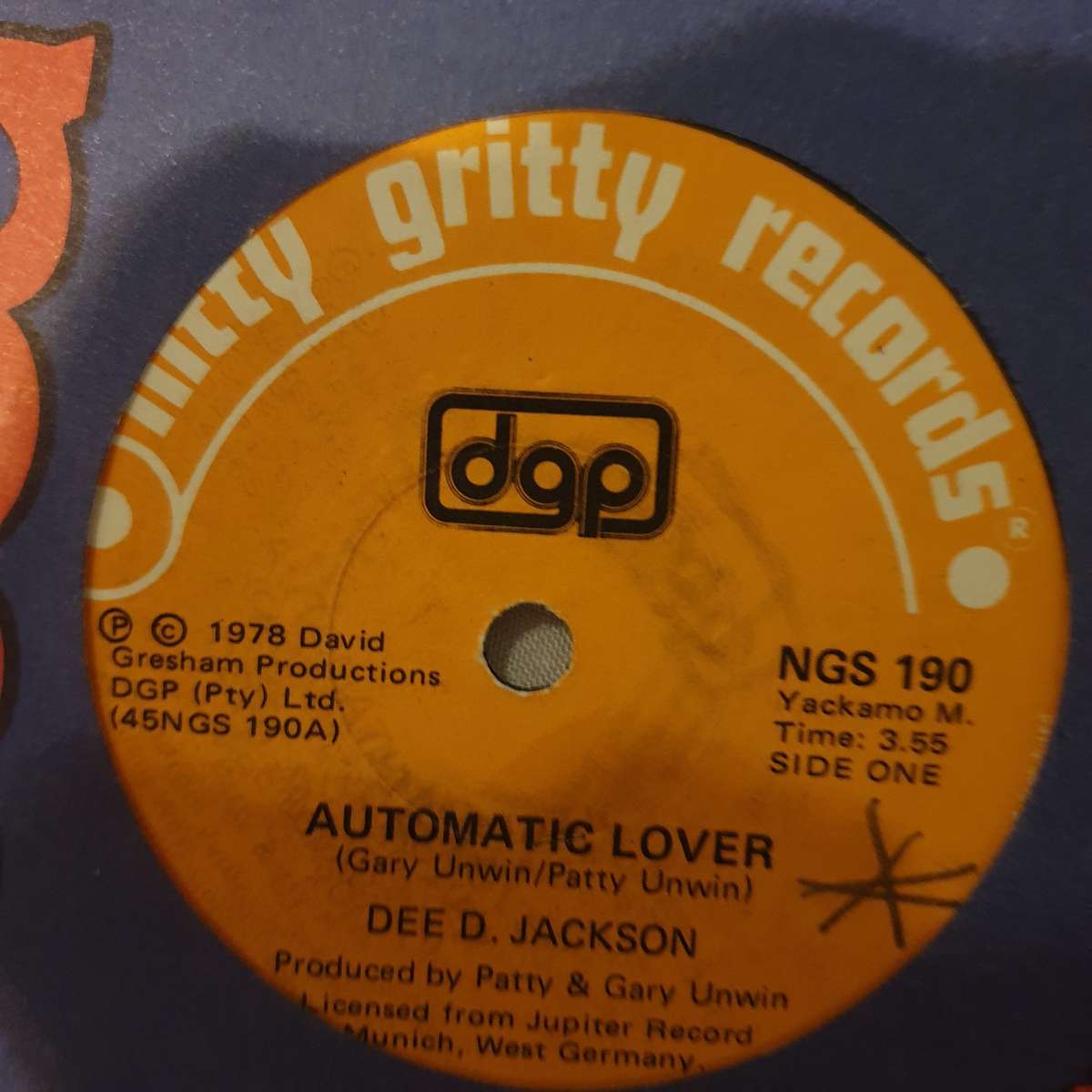 Dee D. Jackson  Automatic Lover - Vinyl 7" Record - Opened  - Good+ Quality (G+)