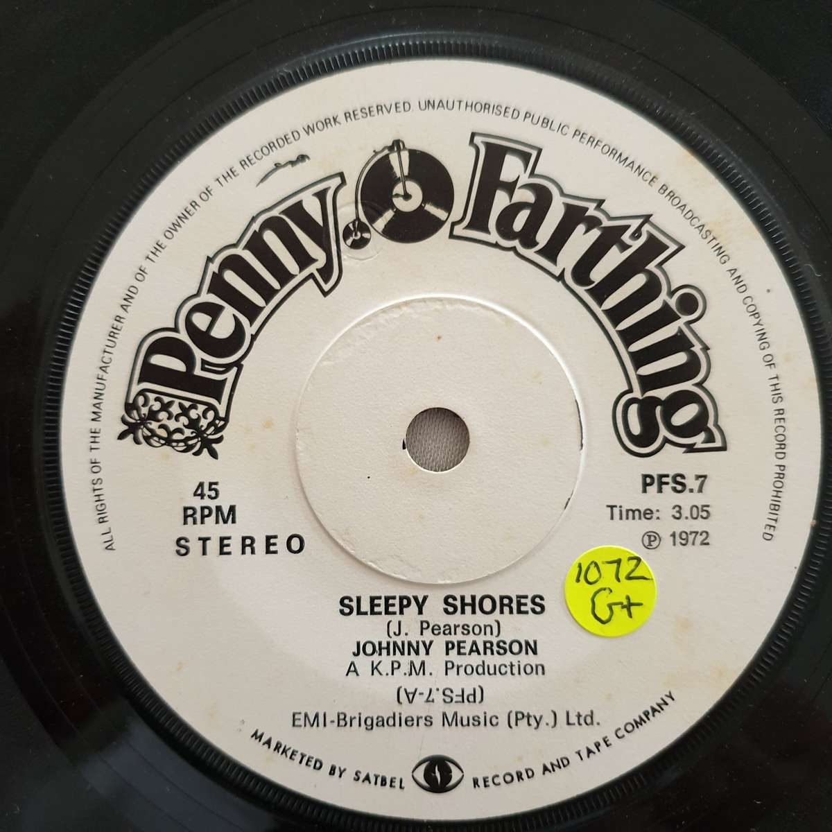 Johnny Pearson  Sleepy Shores - Vinyl 7" Record - Opened  - Good+ Quality (G+)