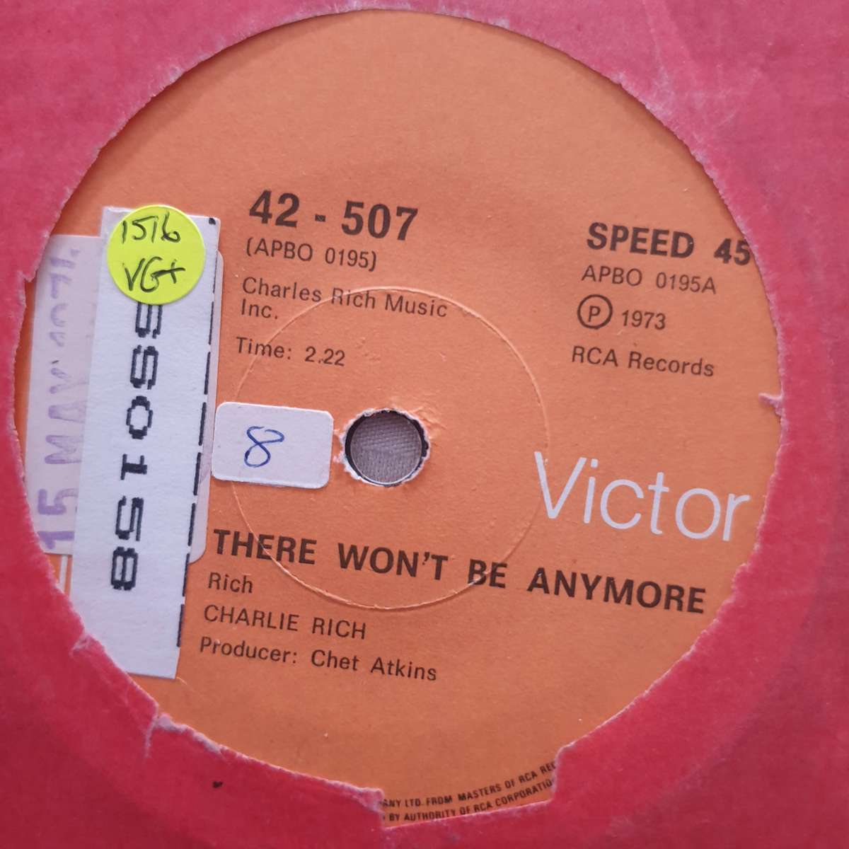 Charlie Rich  There Won't Be Anymore - Vinyl 7" Record - Very-Good+ Quality (VG+)
