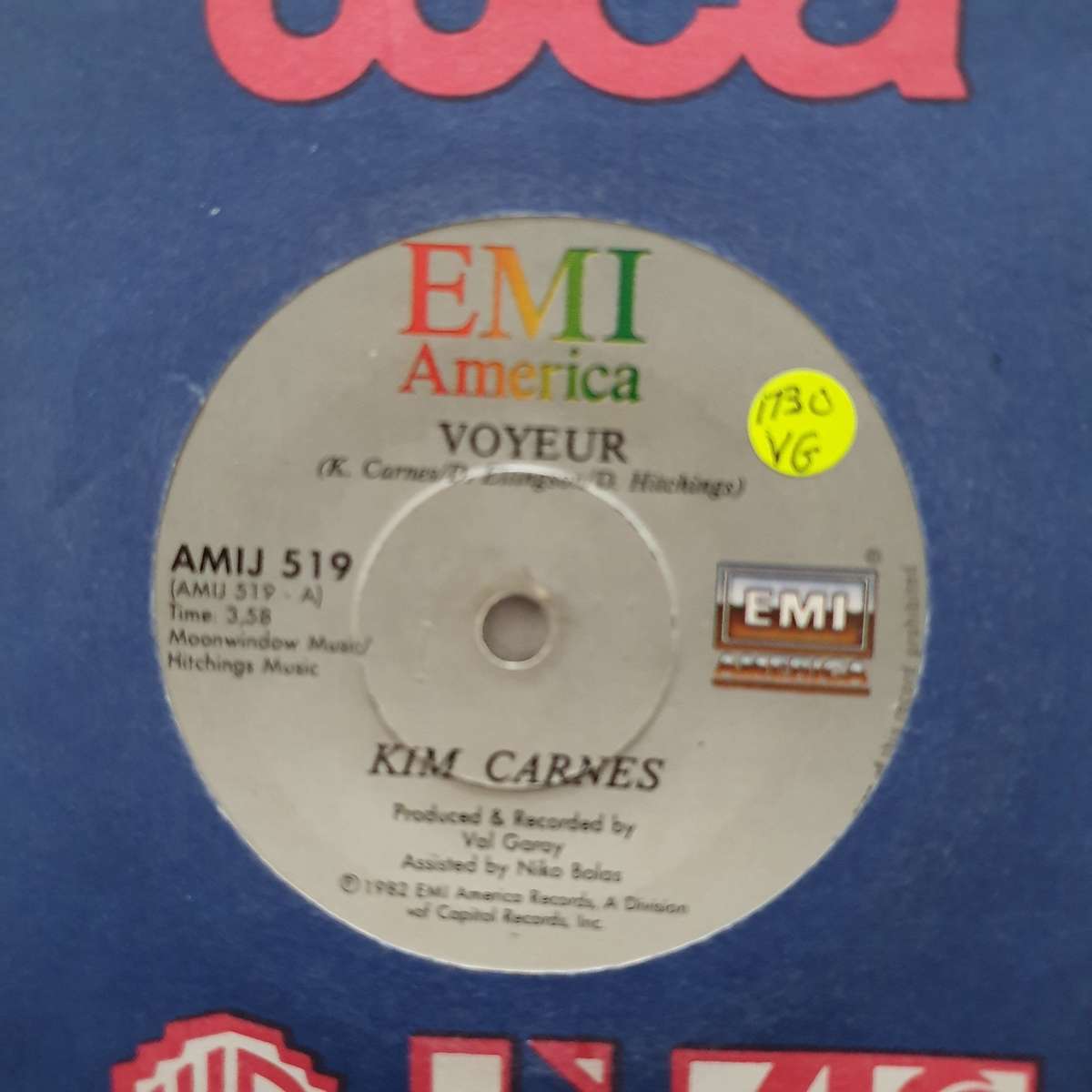 Kim Carnes  Voyeur - Vinyl 7" Record - Opened  - Very-Good Quality (VG)