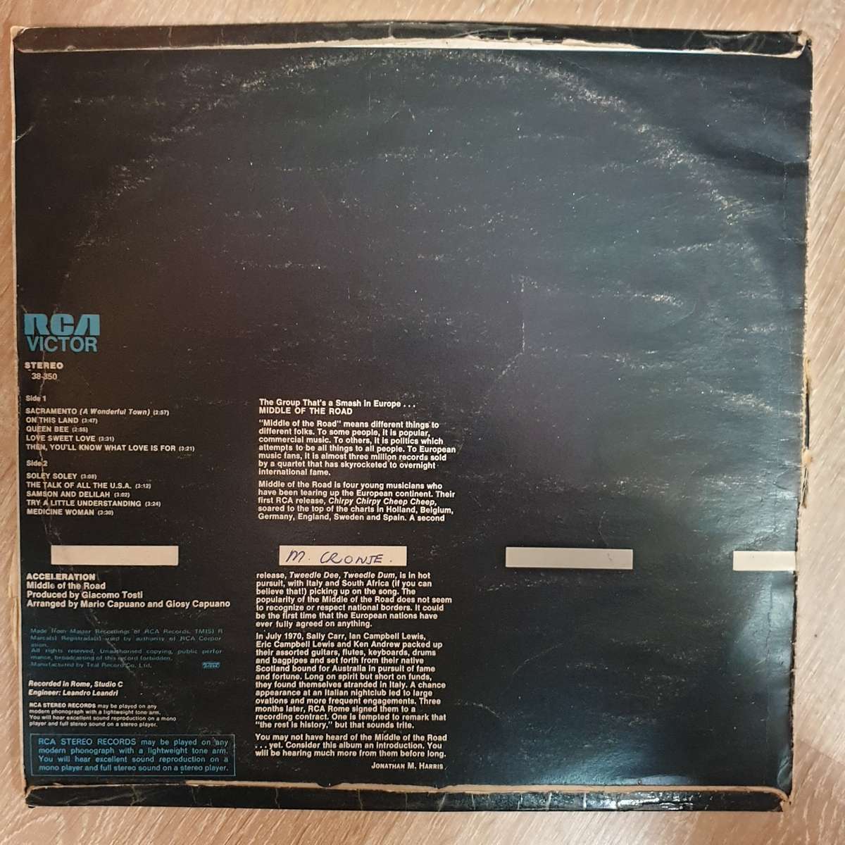 Middle Of The Road  Acceleration - Vinyl LP Record - Good+ Quality (G+)