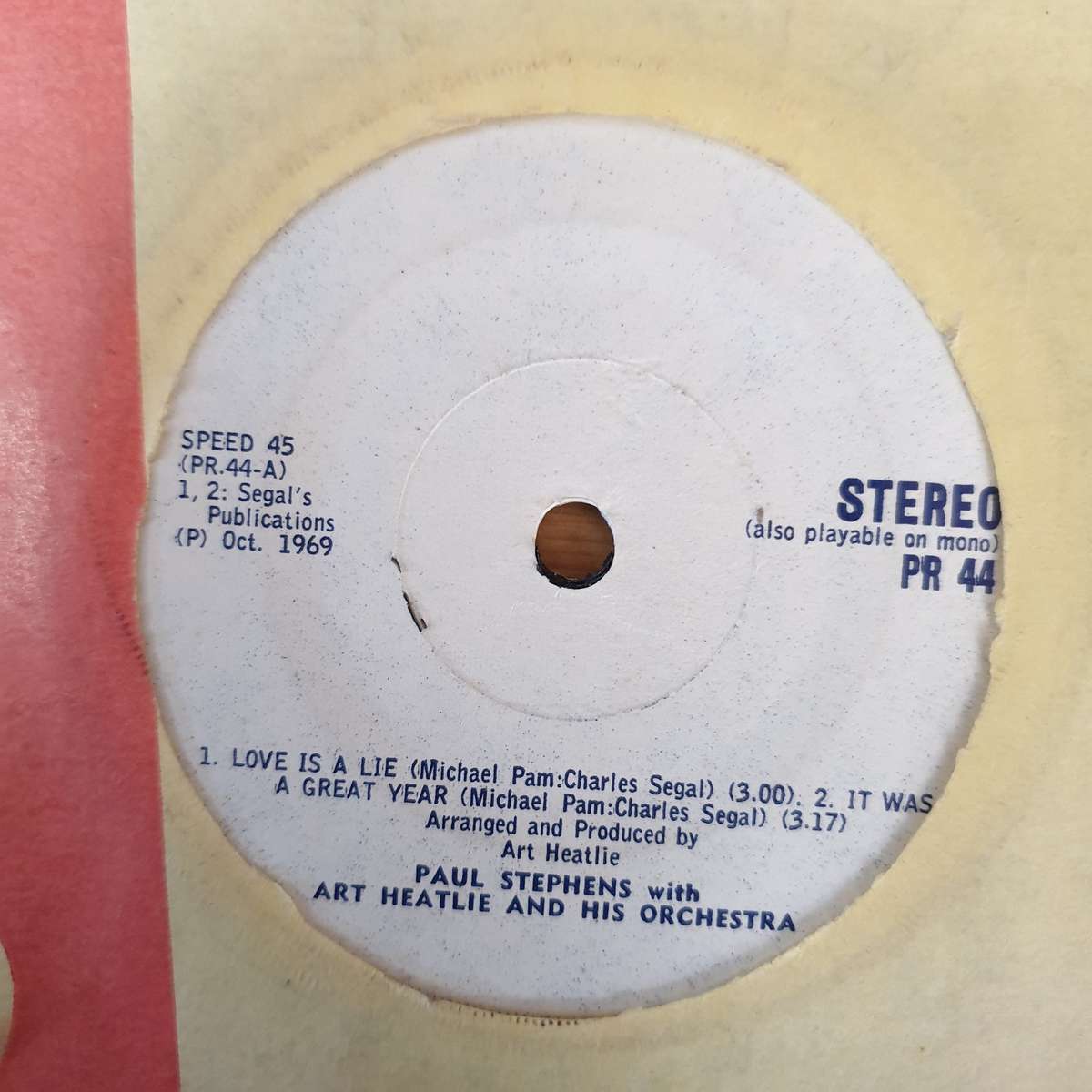 Paul Stephens with Art Heatlie Orchestra  - Vinyl 7" Record - Very-Good+ Quality (VG+)