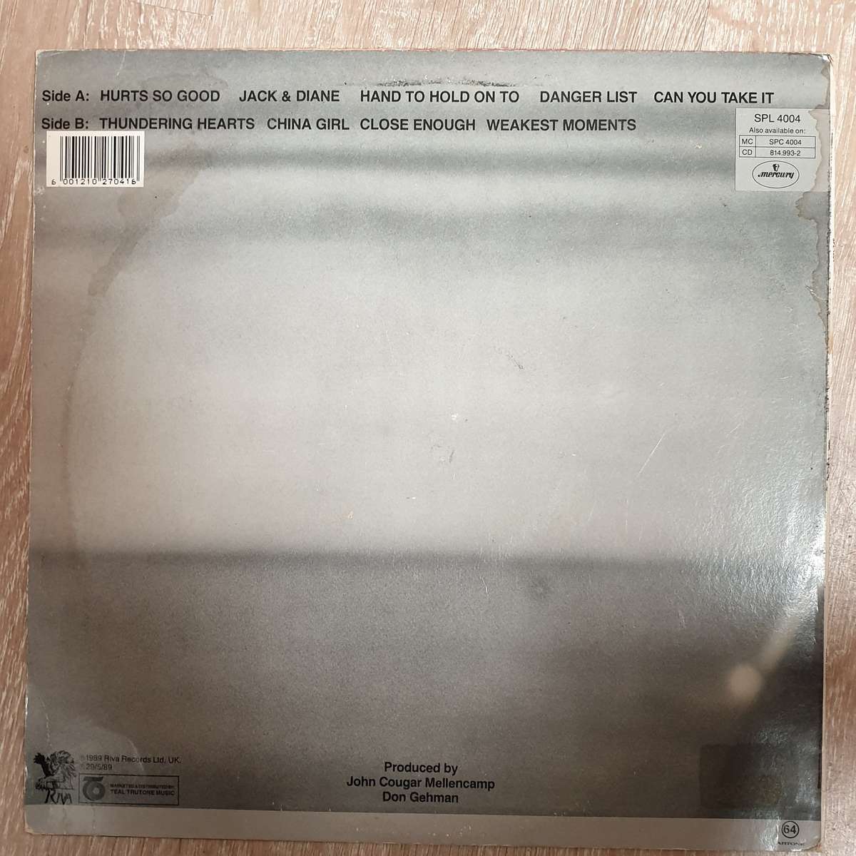 John Cougar  American Fool - Vinyl LP Record - Very-Good+ Quality (VG+)