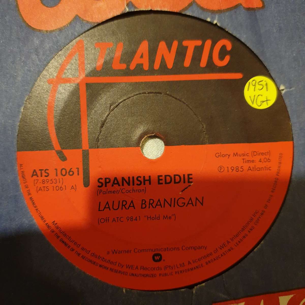 Laura Branigan  Spanish Eddie - Vinyl 7" Record - Very-Good+ Quality (VG+)