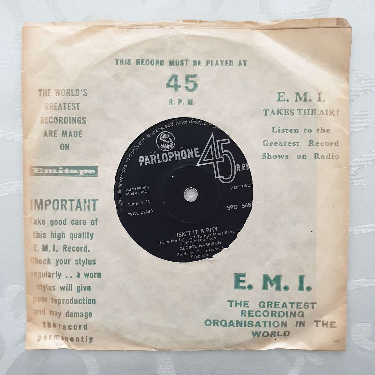 George Harrison  My Sweet Lord - Vinyl 7" Record - Very-Good+ Quality (VG+)