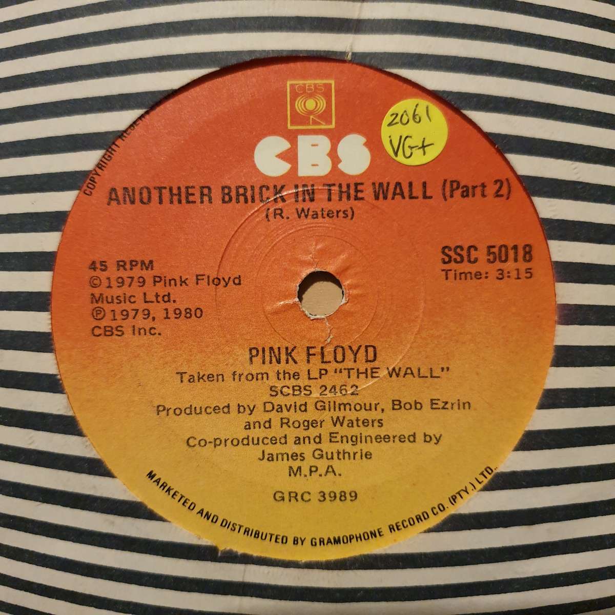 Pink Floyd  Another Brick In The Wall (Part II) - Vinyl 7" Record - Very-Good+ Quality (VG+)