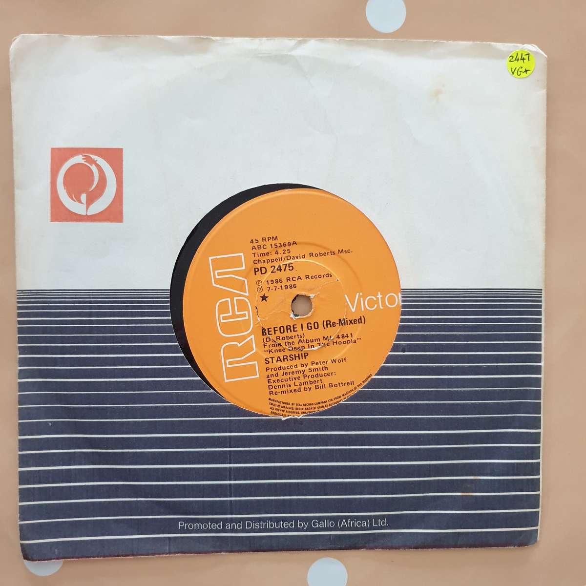 Starship  Before I Go / Cut You Down To Size - Vinyl 7" Record - Very-Good+ Quality (VG+)