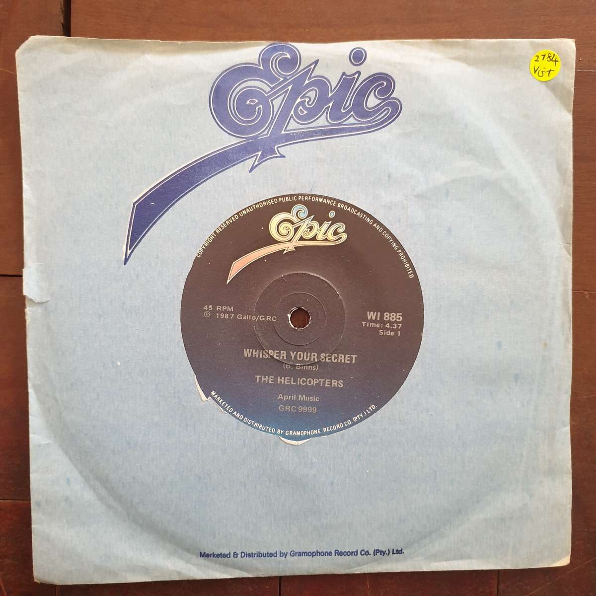The Helicopters  Whisper Your Secret - Vinyl 7" Record - Very-Good+ Quality (VG+)