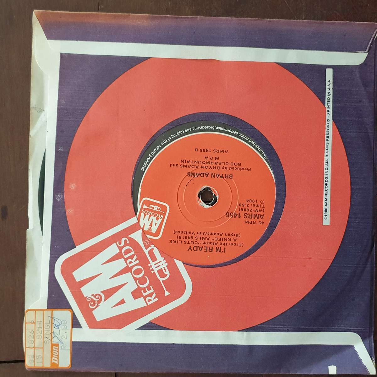 Bryan Adams  Run To You - Vinyl 7" Record - Very-Good+ Quality (VG+)