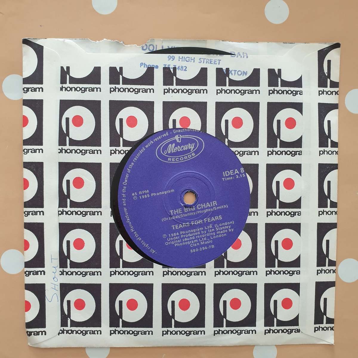 Tears For Fears  Shout -  Vinyl 7" Record - Very-Good+ Quality (VG+)