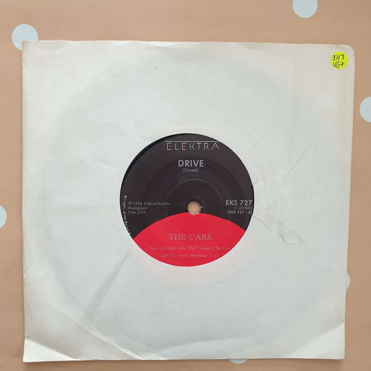 The Cars  Drive -  Vinyl 7" Record - Very-Good+ Quality (VG+)