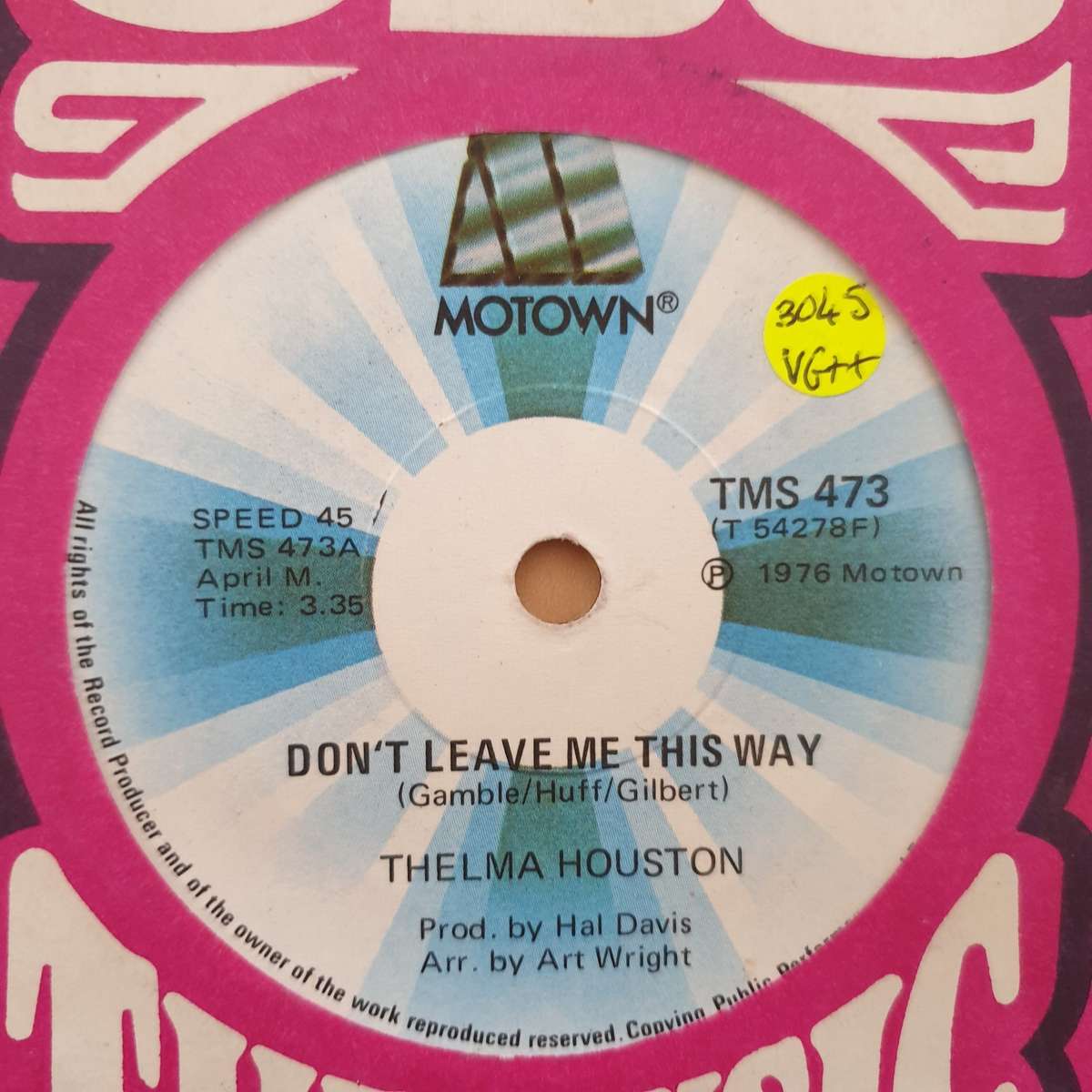 Thelma Houston  Don't Leave Me This Way - Vinyl 7" Record - Very-Good+ Quality (VG+)