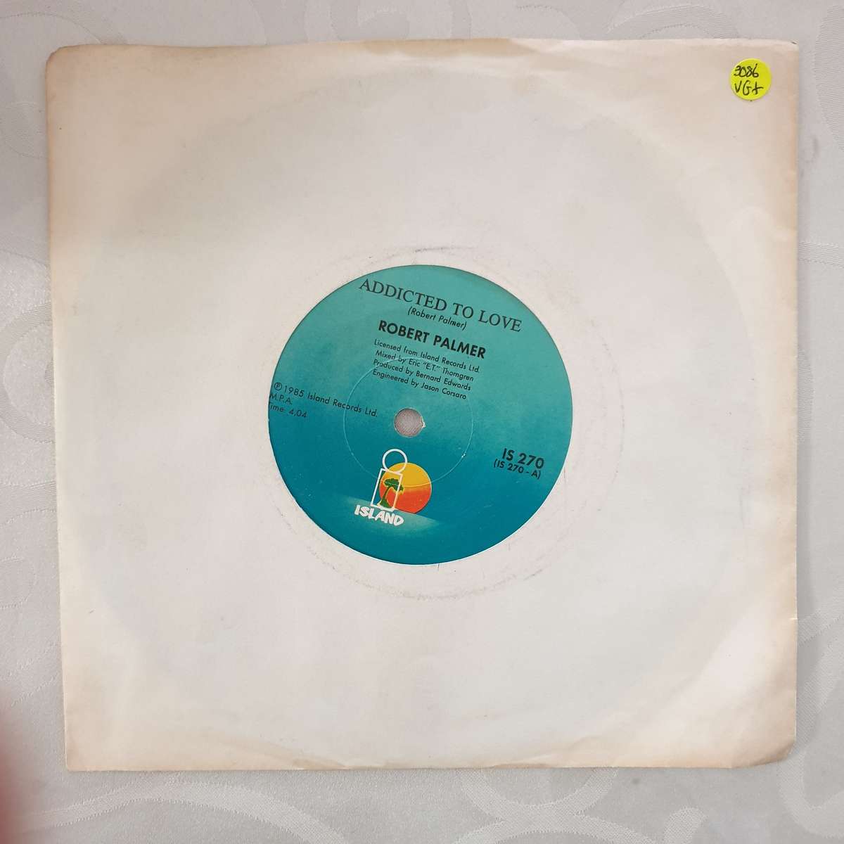 Robert Palmer  Addicted To Love - Vinyl 7" Record - Very-Good+ Quality (VG+)