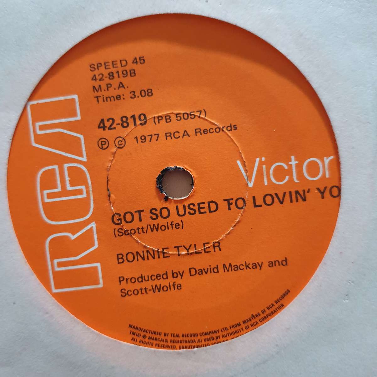Bonnie Tyler  It's A Heartache - Vinyl 7" Record - Very-Good+ Quality (VG+)