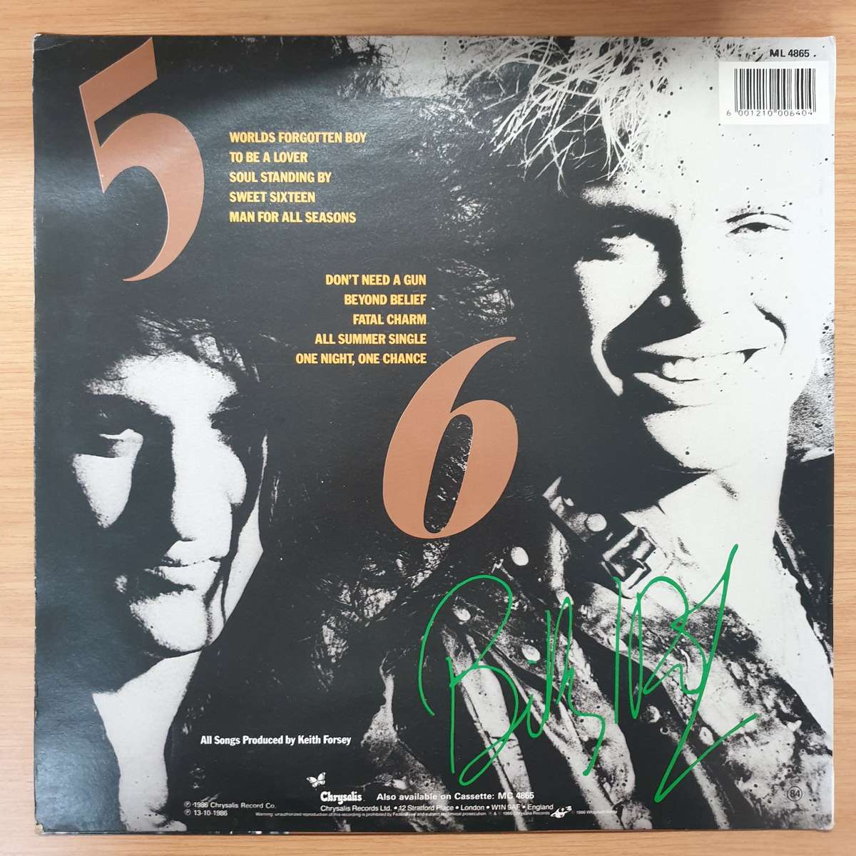 Billy Idol - Whiplash Smile  - Vinyl LP Record - Very-Good Quality (VG)