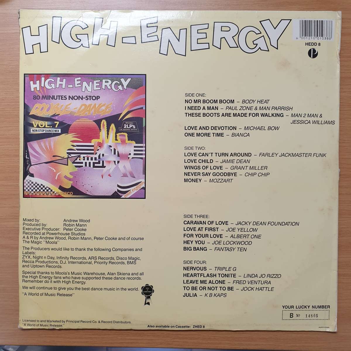 High Energy Double Dance Vol 8 - Double Vinyl LP Record - Very-Good+ Quality (VG+) (verygoodplus)