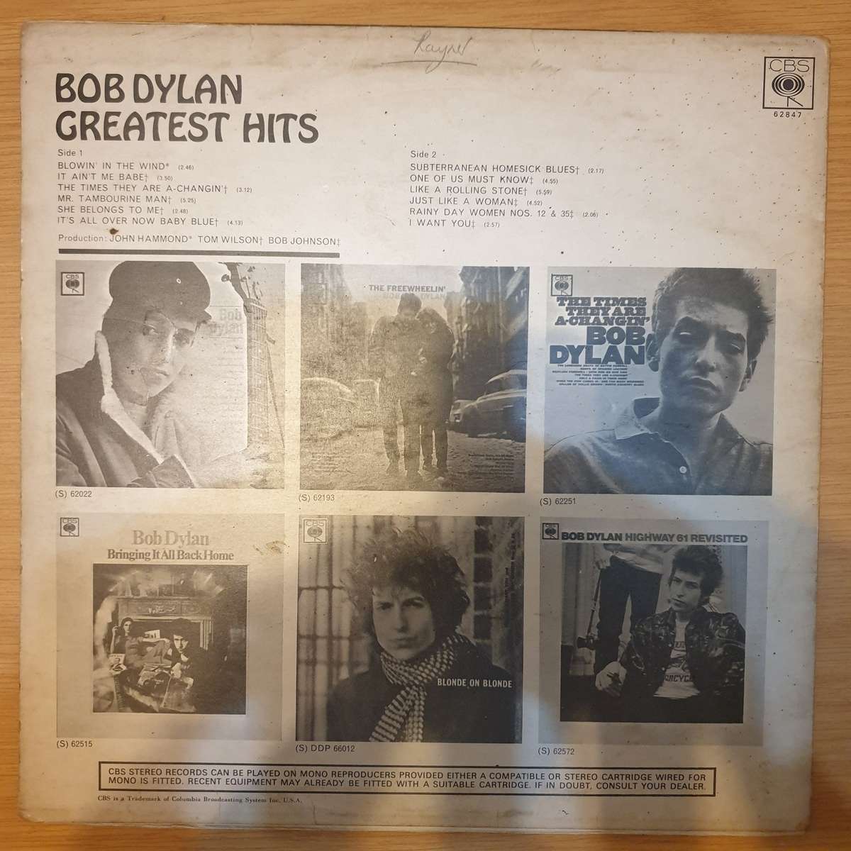 Bob Dylan  Greatest Hits - Vinyl LP Record  (G+)