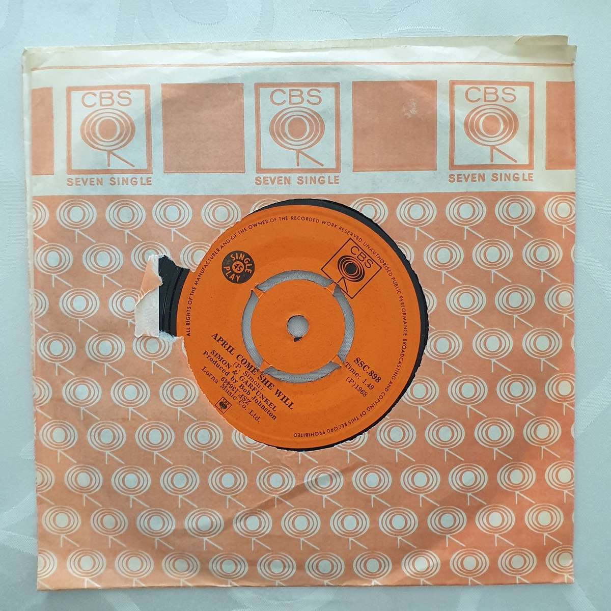 Simon & Garfunkel  Scarborough Fair (/ Canticle) - Vinyl 7" Record - Very-Good+ Quality (VG+)