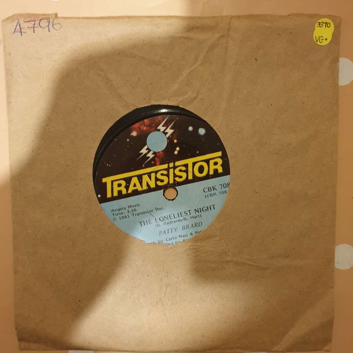 Patty Brard  Hold On To Love - Vinyl 7" Record - Very-Good+ Quality (VG+)