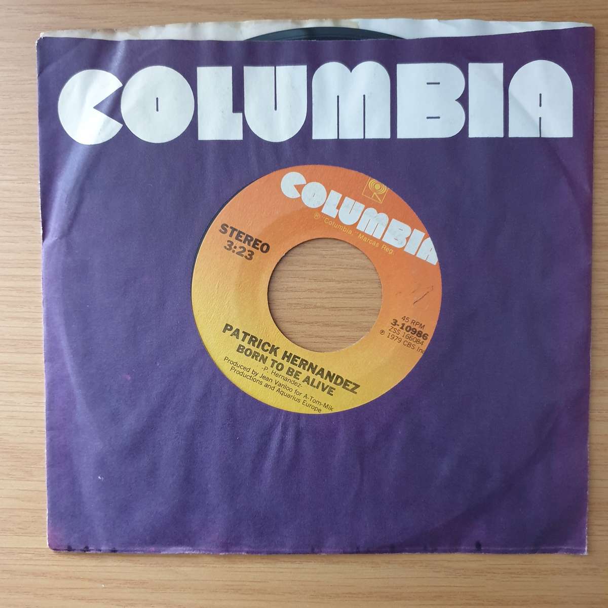 Patrick Hernandez  Born To Be Alive - Vinyl 7" Record - Very-Good+ Quality (VG+) (verygoodplus)