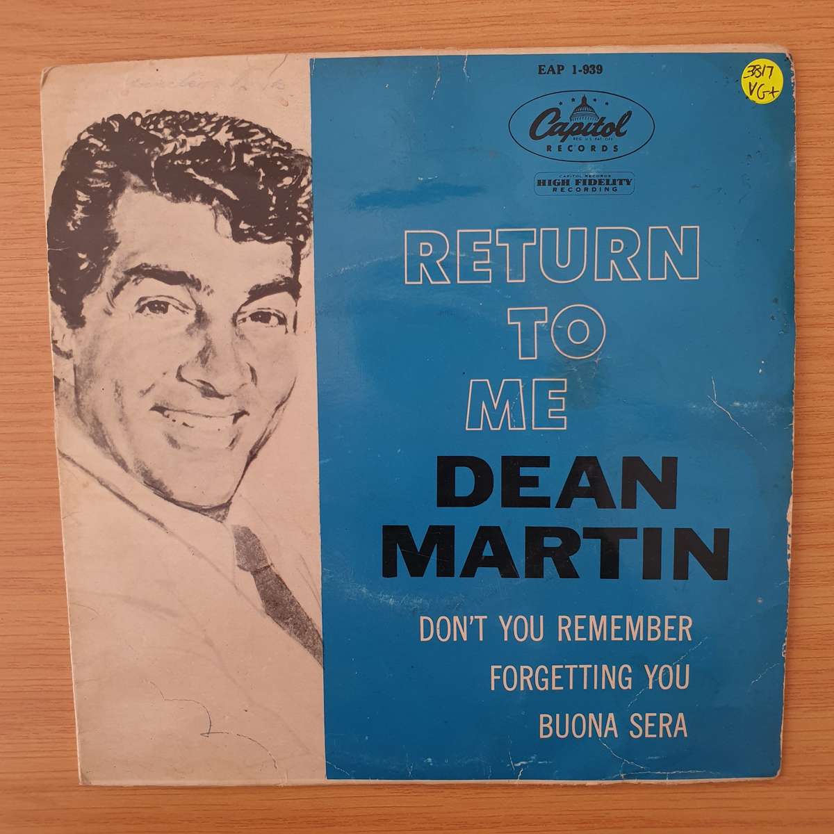 Dean Martin  Return To Me - Vinyl 7" Record - Very-Good+ Quality (VG+) (verygoodplus)