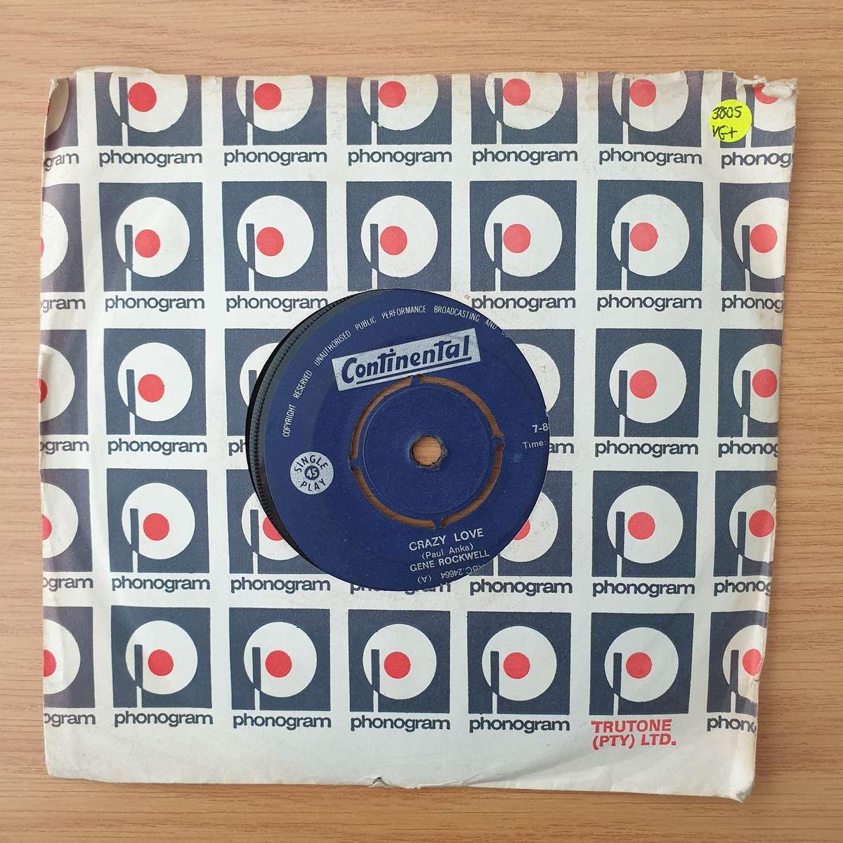 Gene Rockwell  Crazy Love - Vinyl 7" Record - Very-Good+ Quality (VG+) (verygoodplus)