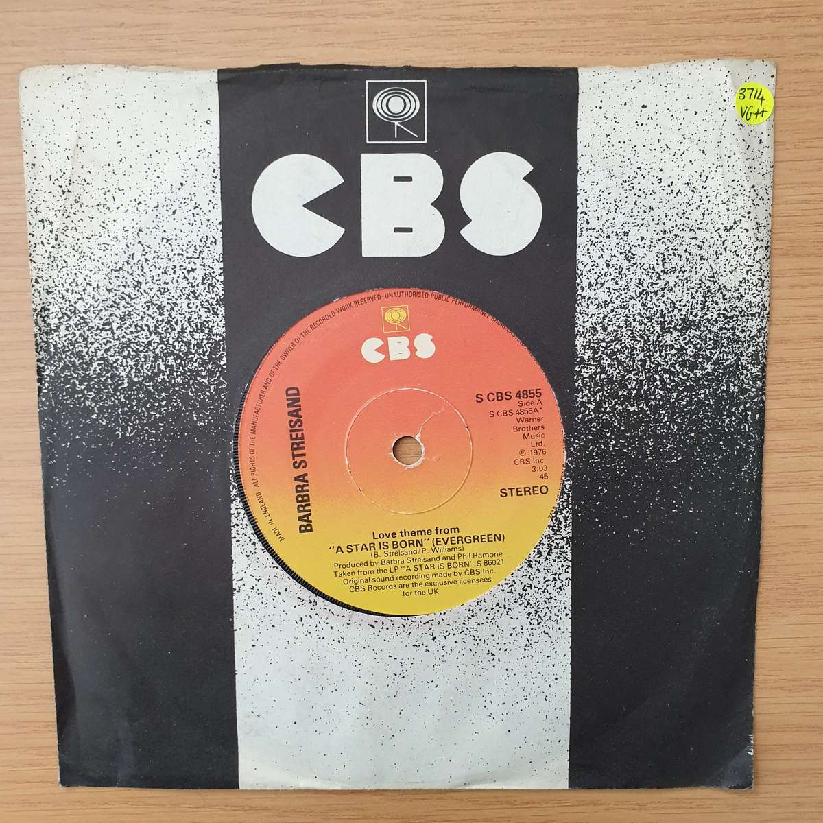 Barbra Streisand  Love Theme From A Star Is Born (Evergreen) - Vinyl 7" Record - Very-Good+ Qu...