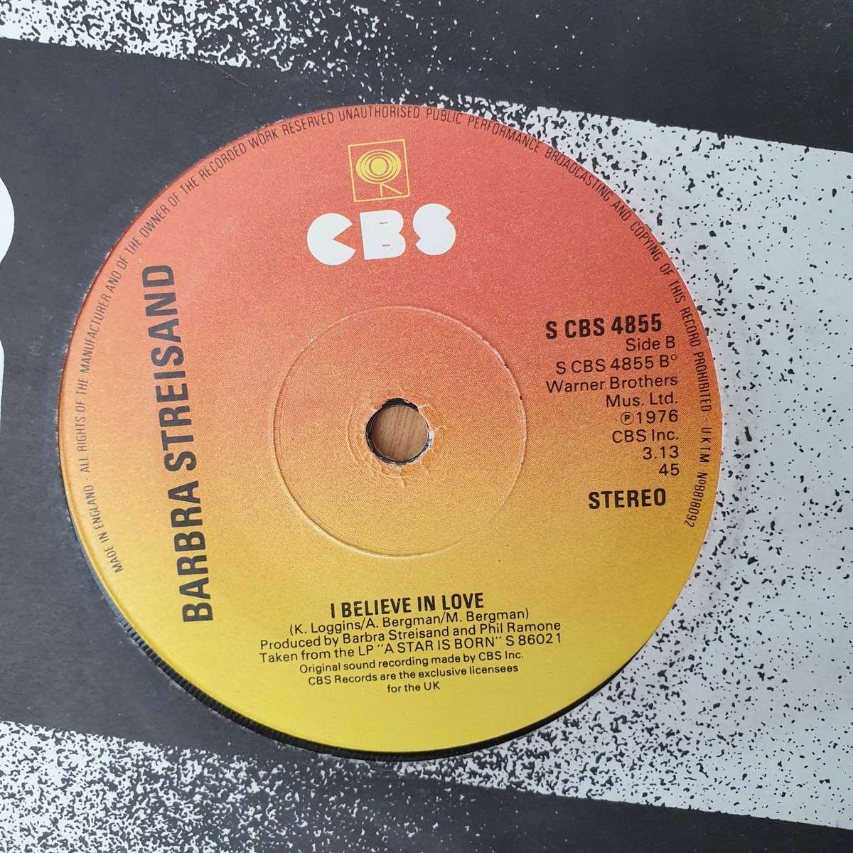 Barbra Streisand  Love Theme From A Star Is Born (Evergreen) - Vinyl 7" Record - Very-Good+ Qu...