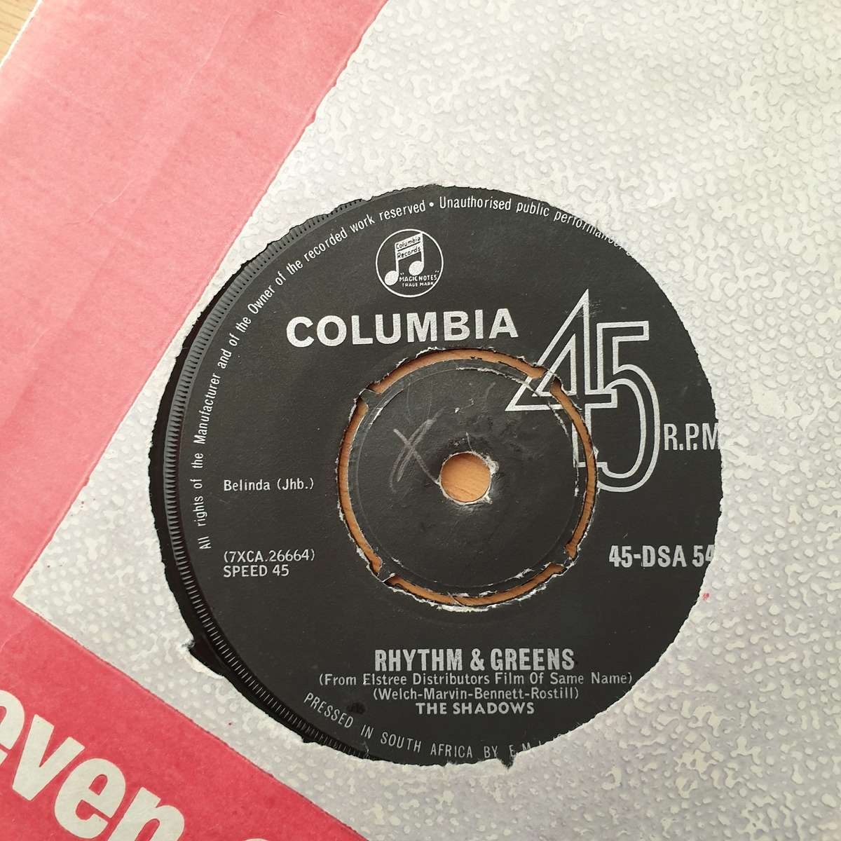 The Shadows  Rhythm & Greens - Vinyl 7" Record - Very-Good+ Quality (VG+) (verygoodplus)