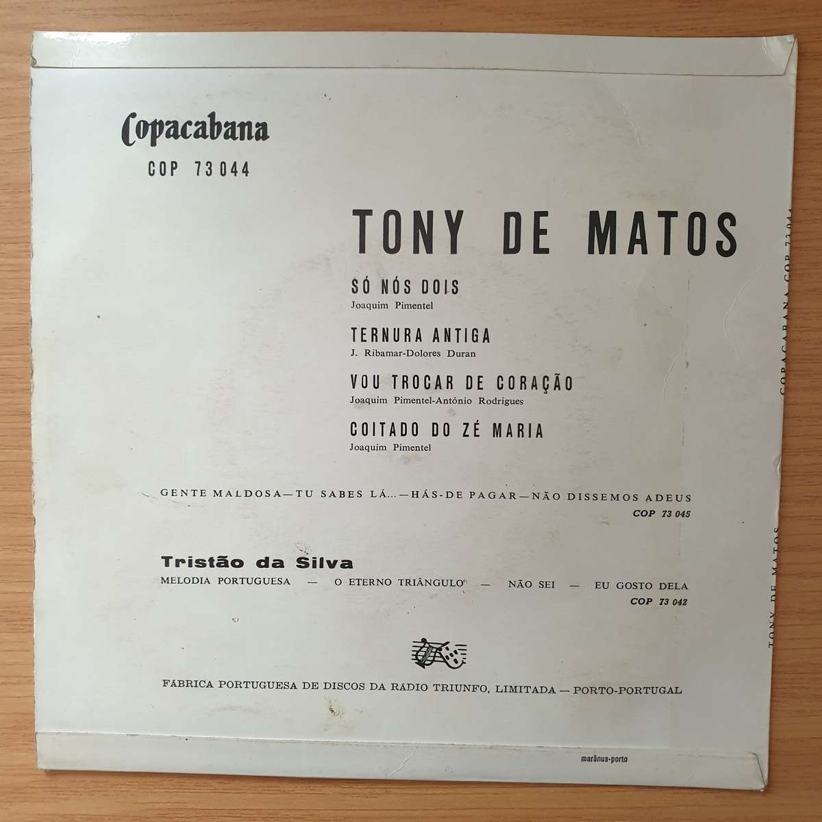 Tony De Matos  Só Nós Dois - Vinyl 7" Record - Very-Good+ Quality (VG+) (verygoodplus)