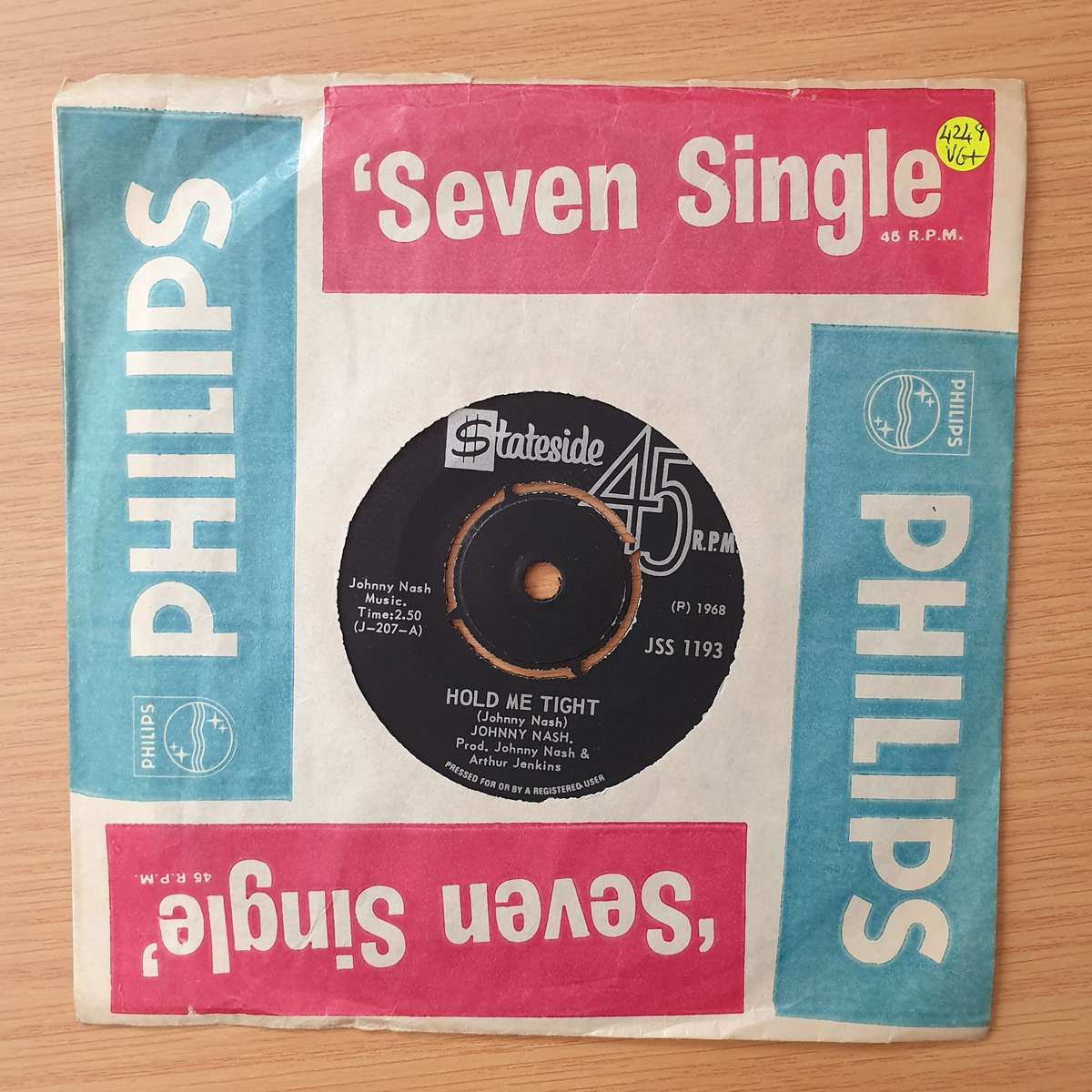 Johnny Nash  Hold Me Tight / Cupid - Vinyl 7" Record - Very-Good+ Quality (VG+) (verygoodplus)