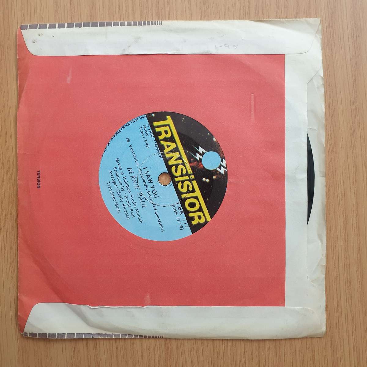 Bernie Paul  Oh No No  - Vinyl 7" Record - Very-Good Quality (VG) (vgood)