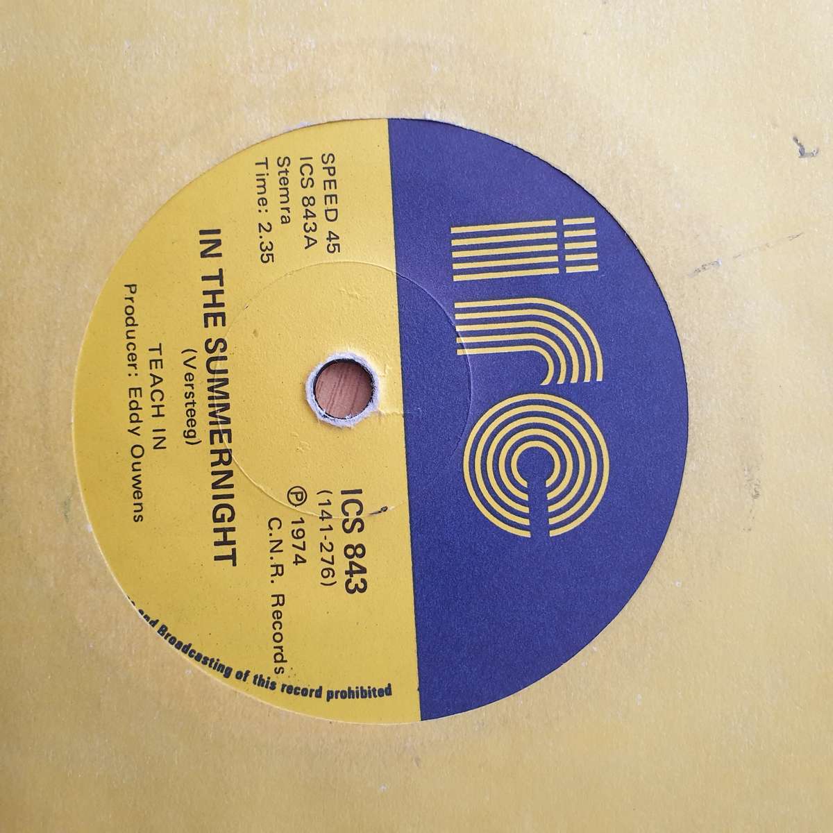 Teach-In  In The Summernight - Vinyl 7" Record - Very-Good+ Quality (VG+) (verygoodplus)