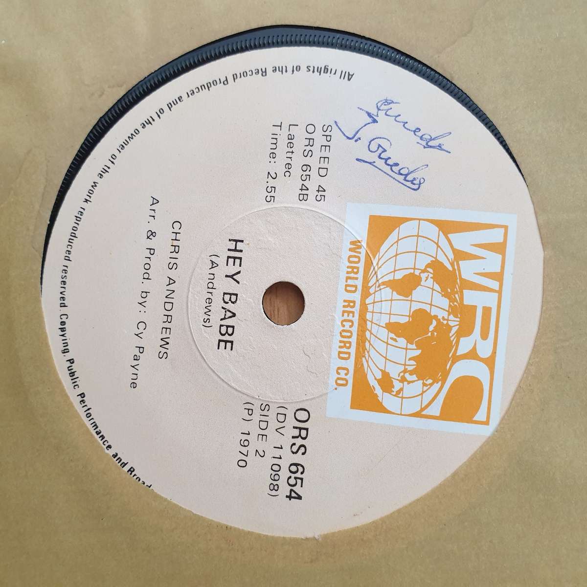 Chris Andrews  Yo Yo - Vinyl 7" Record - Very-Good+ Quality (VG+) (verygoodplus)