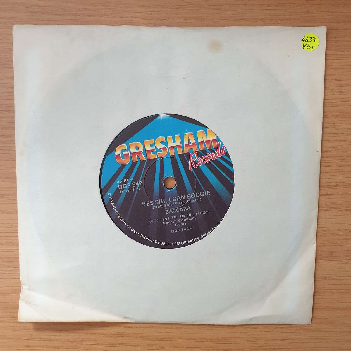 Baccara  Yes Sir, I Can Boogie - Vinyl 7" Record - Very-Good+ Quality (VG+) (verygoodplus)