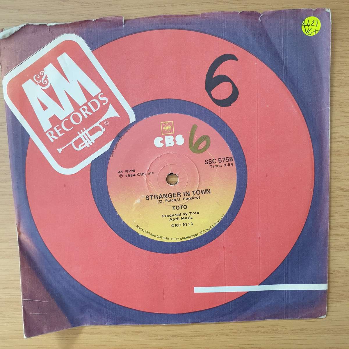 Toto  Stranger In Town - Vinyl 7" Record - Very-Good+ Quality (VG+) (verygoodplus)
