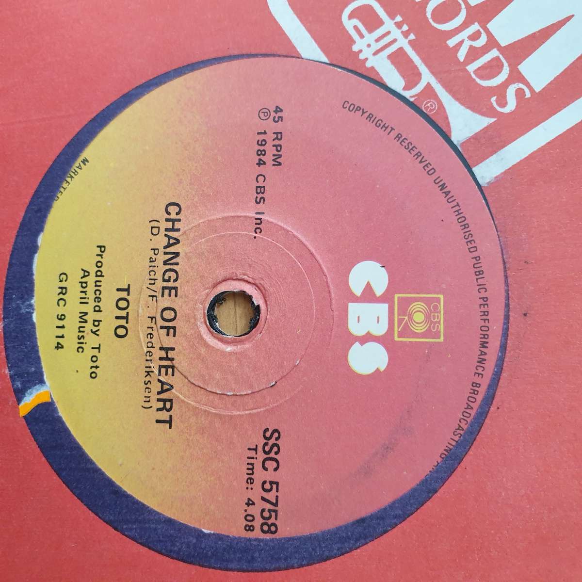 Toto  Stranger In Town - Vinyl 7" Record - Very-Good+ Quality (VG+) (verygoodplus)