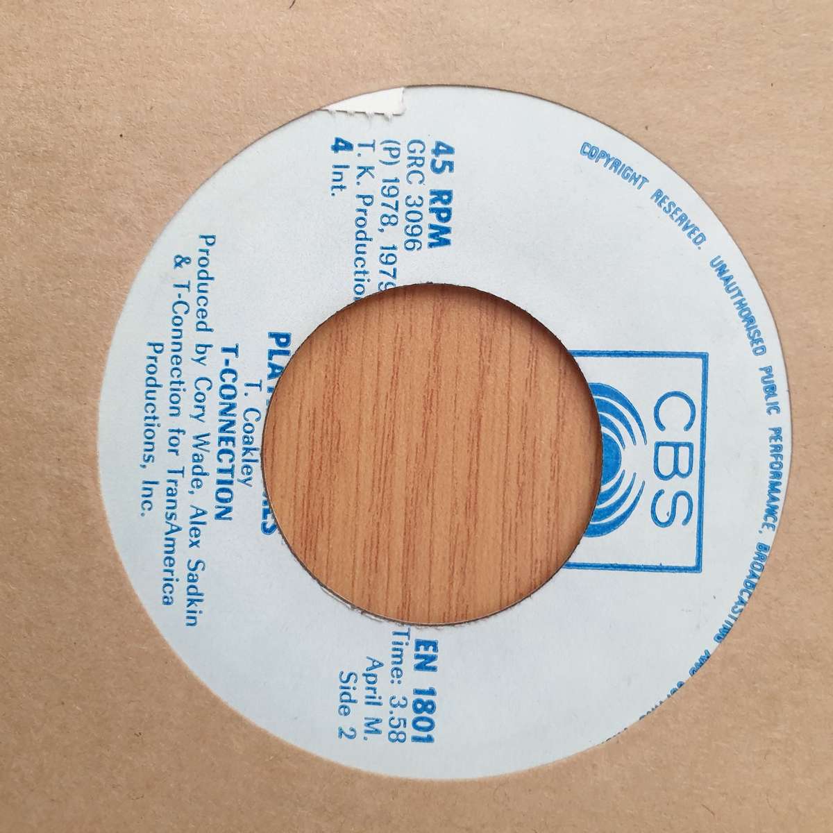 T-Connection  At Midnight (Rhodesia) - Vinyl 7" Record - Very-Good+ Quality (VG+) (verygoodplus)
