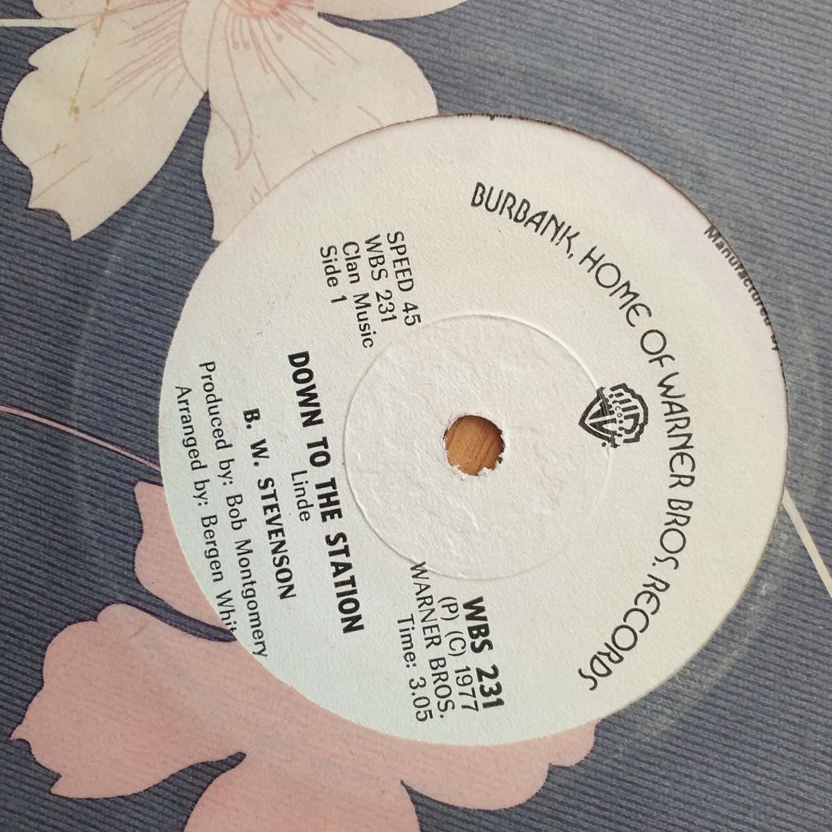 B.W. Stevenson  Down To The Station - Vinyl 7" Record - Very-Good+ Quality (VG+) (verygoodplus)