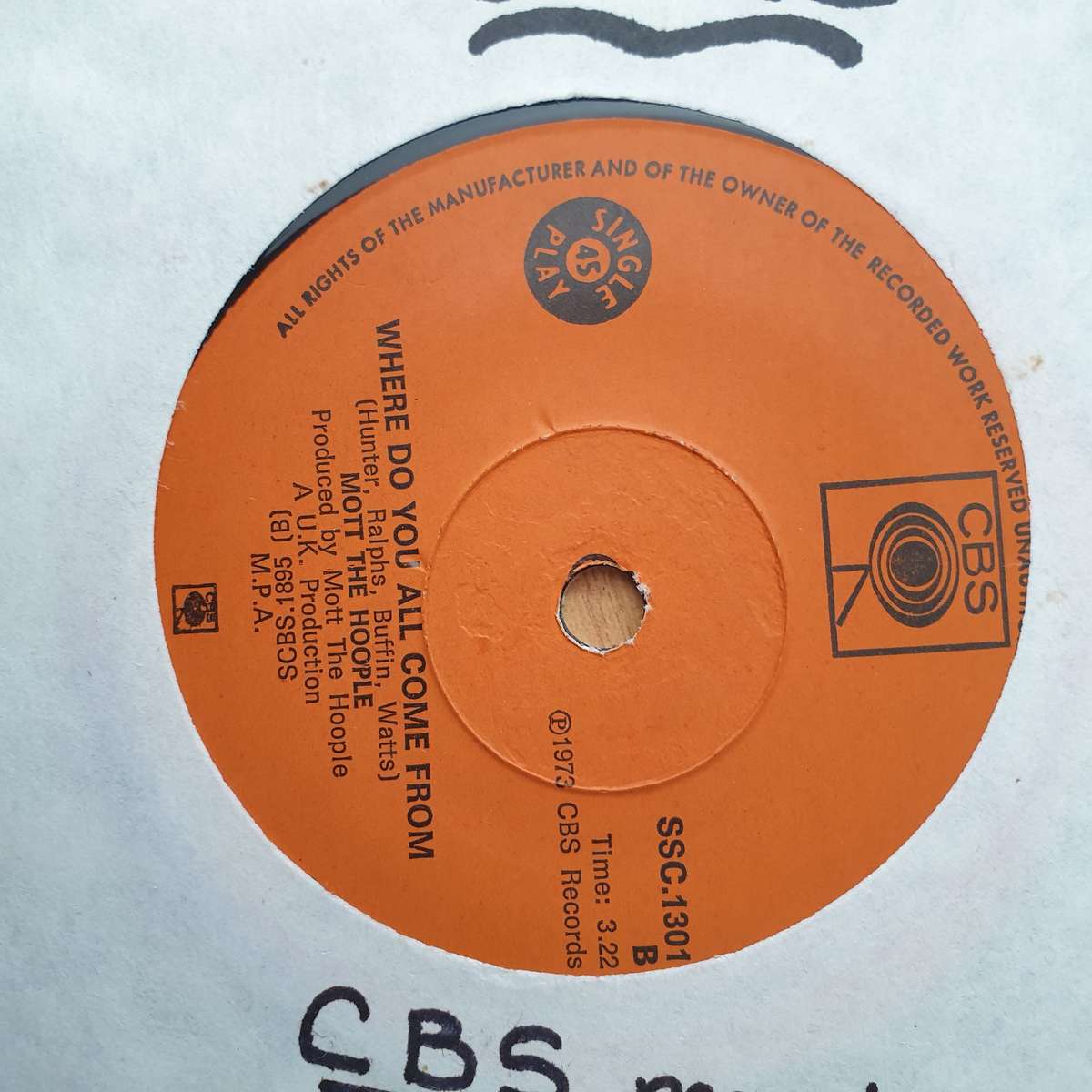 Mott The Hoople  Roll Away The Stone -  Vinyl 7" Record - Very-Good+ Quality (VG+) (verygoodplus)
