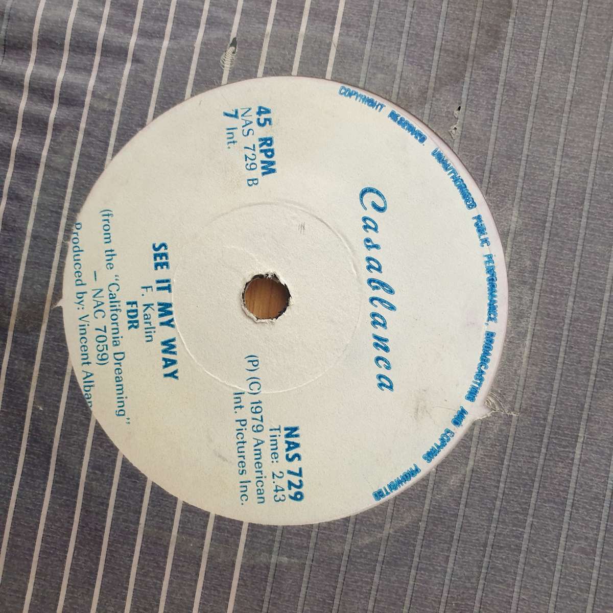 America  California Dreaming -  Vinyl 7" Record - Very-Good+ Quality (VG+) (verygoodplus)