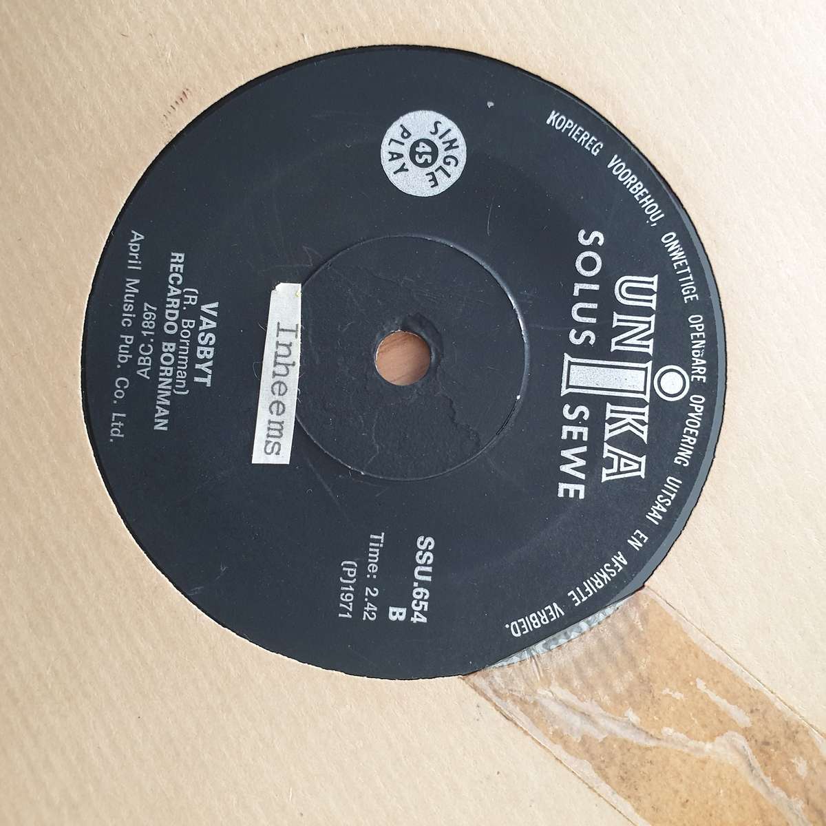 Regardo Bornman  Die Grenswag -  Vinyl 7" Record - Very-Good+ Quality (VG+) (verygoodplus)
