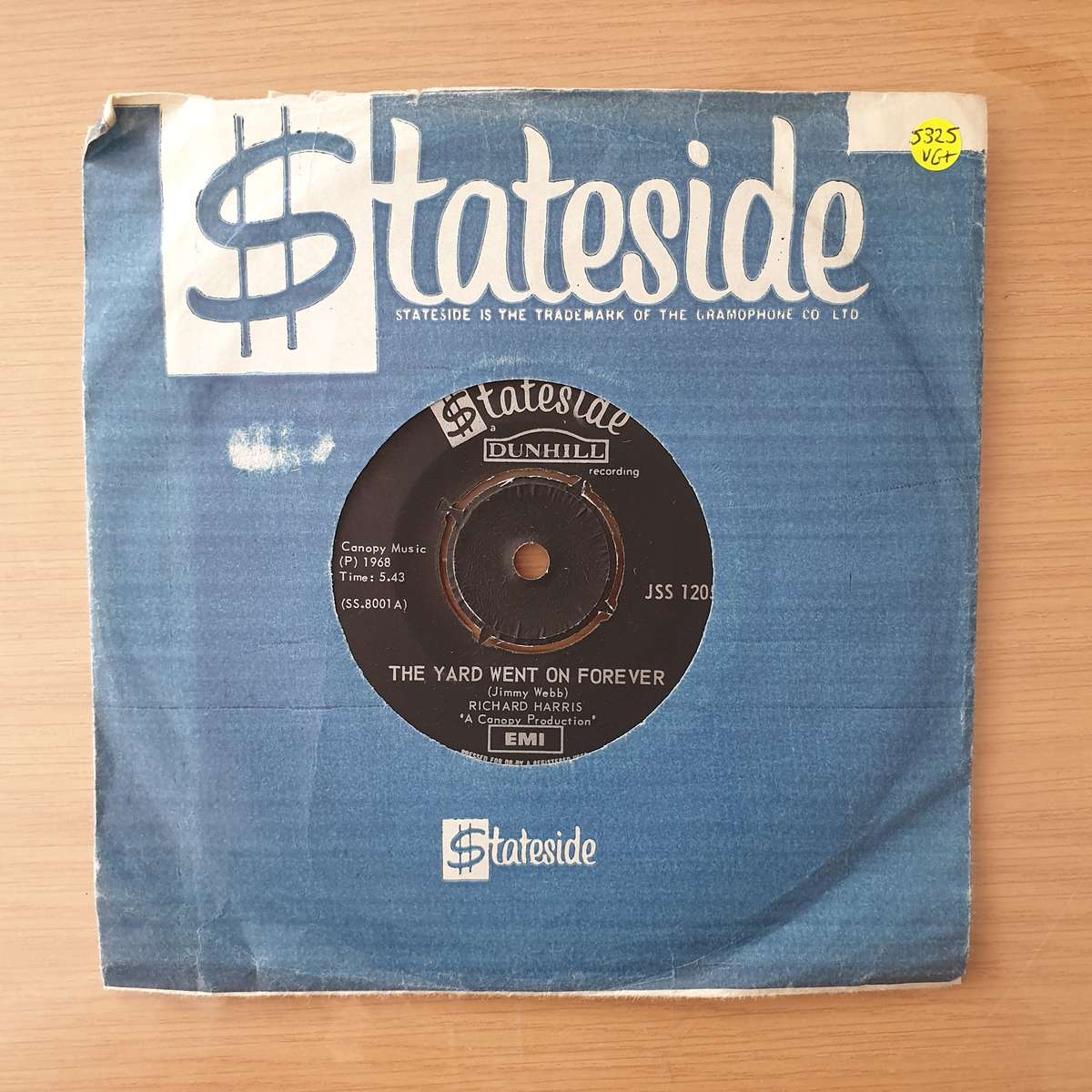 Richard Harris  The Yard Went On Forever... - Vinyl 7" Record - Very-Good+ Quality (VG+) (very...