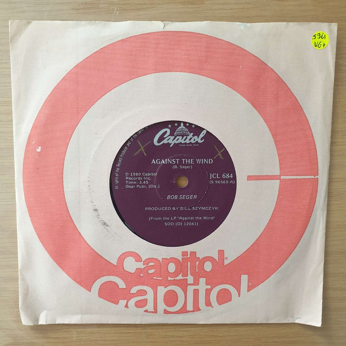 Bob Seger & The Silver Bullet Band  Against The Wind - Vinyl 7" Record - Very-Good+ Quality (V...