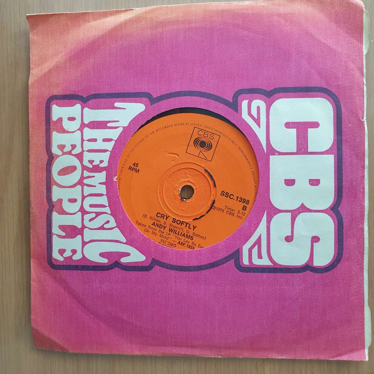 Andy Williams  You Lay So Easy On My Mind - Vinyl 7" Record - Very-Good+ Quality (VG+) (verygo...