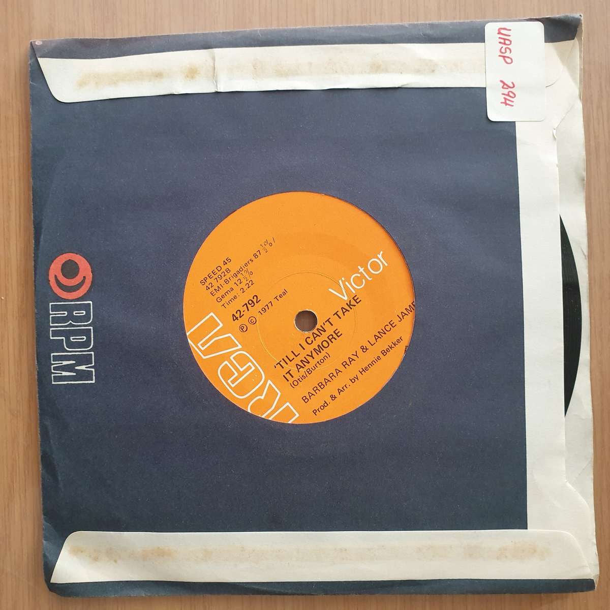 Barbara Ray & Lance James  After The Fire Is Gone - Vinyl 7" Record - Very-Good+ Quality (VG+)...